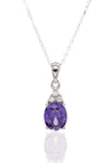 Oval Model Silver Necklace With Amethyst and Zircon (NG201021902)