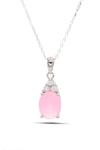 Oval Model Silver Necklace With Quartz and Zircon (NG201021903)