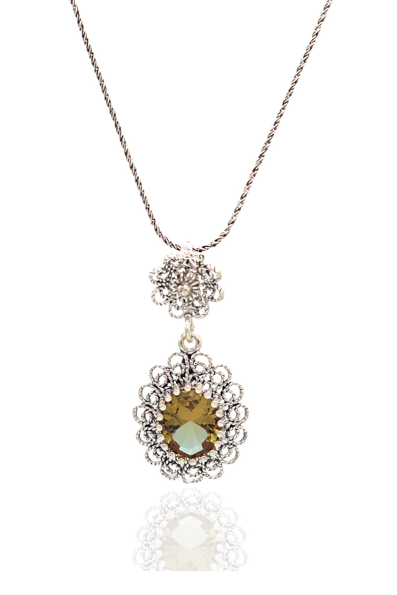 Ellipse Model Authentic Filigree Silver Necklace With Zultanite (NG201021958)