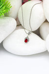 Drop Model Authentic Filigree Silver Necklace With Ruby (NG201021968)