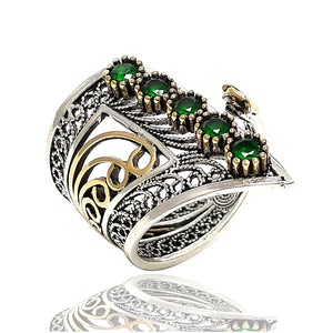 Helical Model Filigree Silver Ring With Emerald (NG201010437)