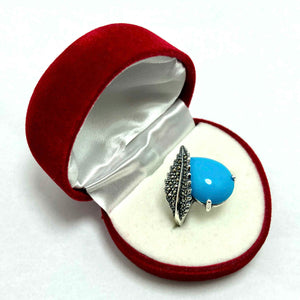 Authentic Silver Ring With Turquoise and Marcasite (NG201011339)
