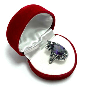 Authentic Silver Ring With Amethyst and Marcasite (NG201011345)