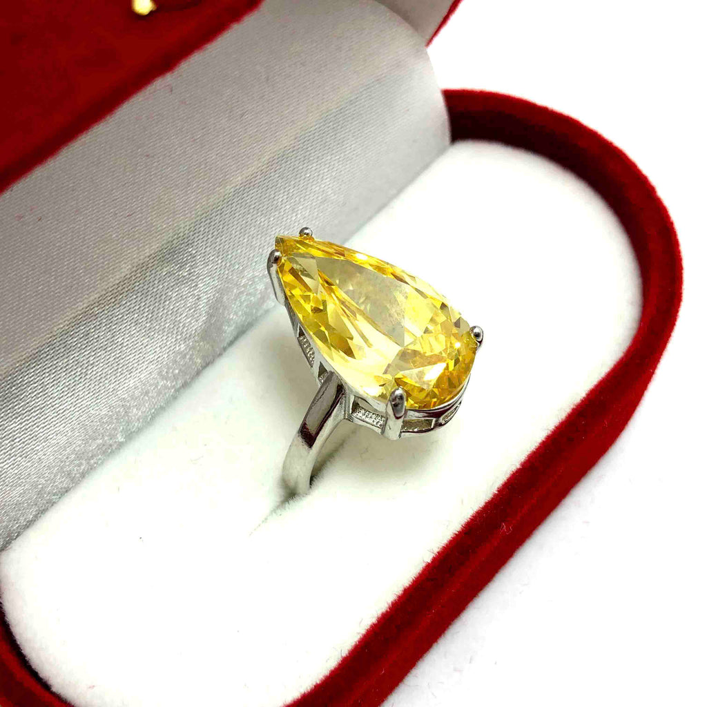 Drop Model Authentic Silver Ring With Citrine (NG201012279)