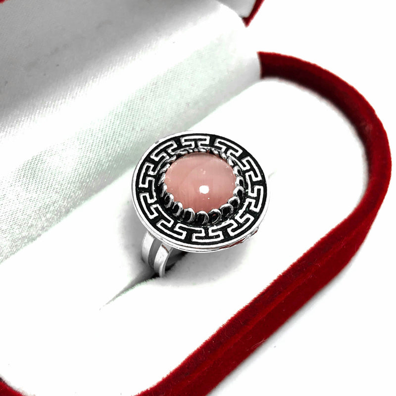 Mardin Straw Authentic Silver Ring With Pink Quartz (NG201012997)