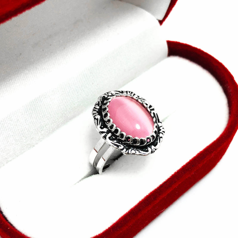 Mardin Straw Authentic Silver Ring With Pink Quartz (NG201013005)