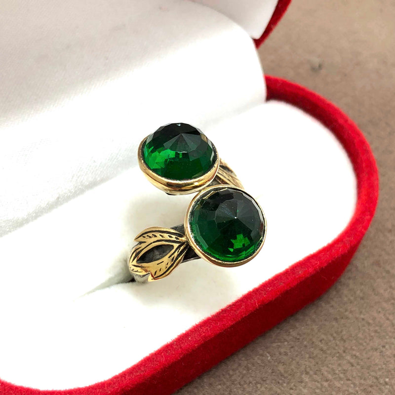 Authentic Adjustable Silver Ring With Emerald (NG201013131)