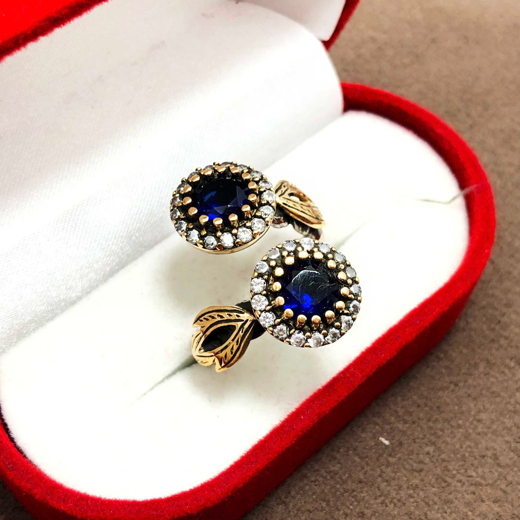 Authentic Adjustable Silver Ring With Sapphire and Zircon (NG201013133)