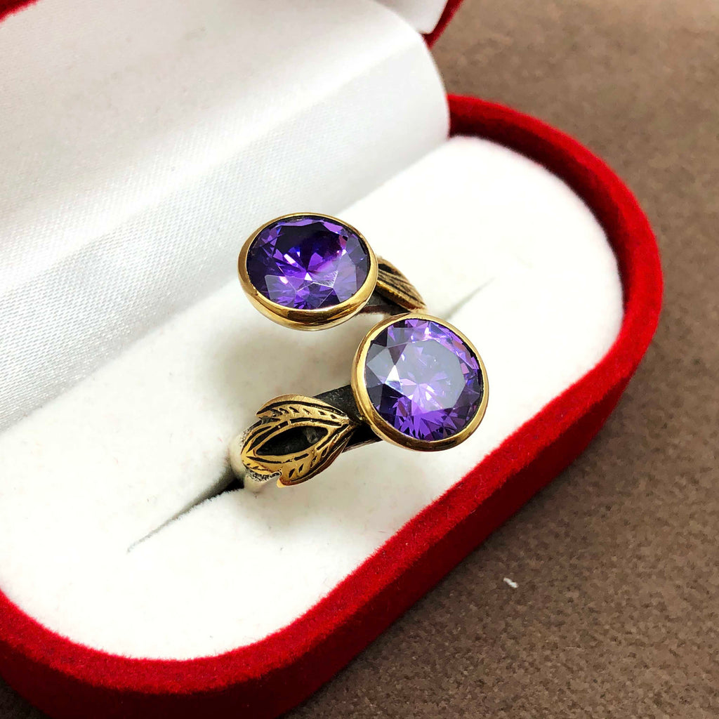 Authentic Adjustable Silver Ring With Amethyst (NG201013138)
