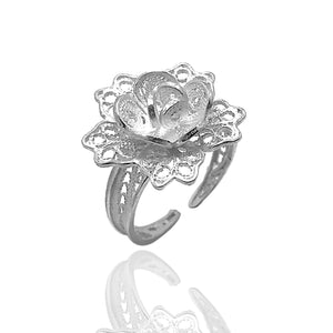 Floral Model Handmade Filigree Silver Ring (NG201013973)