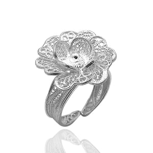 Floral Model Handmade Filigree Silver Ring (NG201013979)