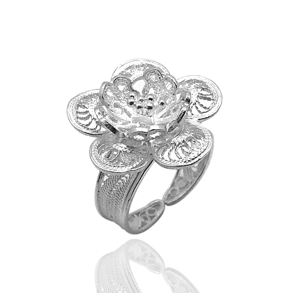 Floral Model Handmade Filigree Silver Ring (NG201013980)
