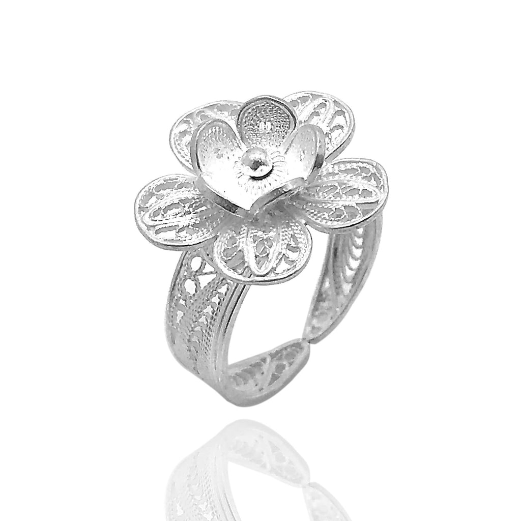 Floral Model Handmade Filigree Silver Ring (NG201013986)
