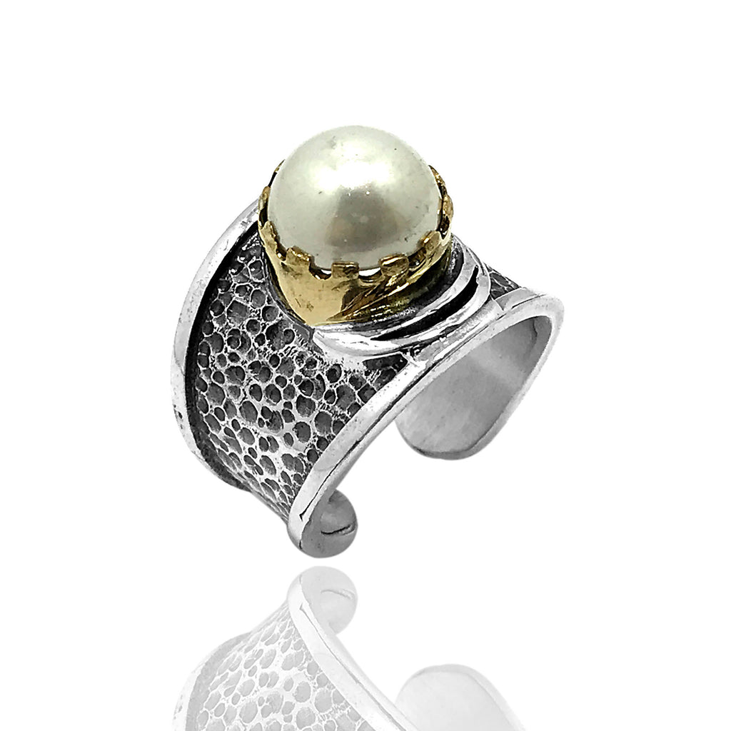 Authentic Adjustable Silver Ring With Pearl (NG201014010)