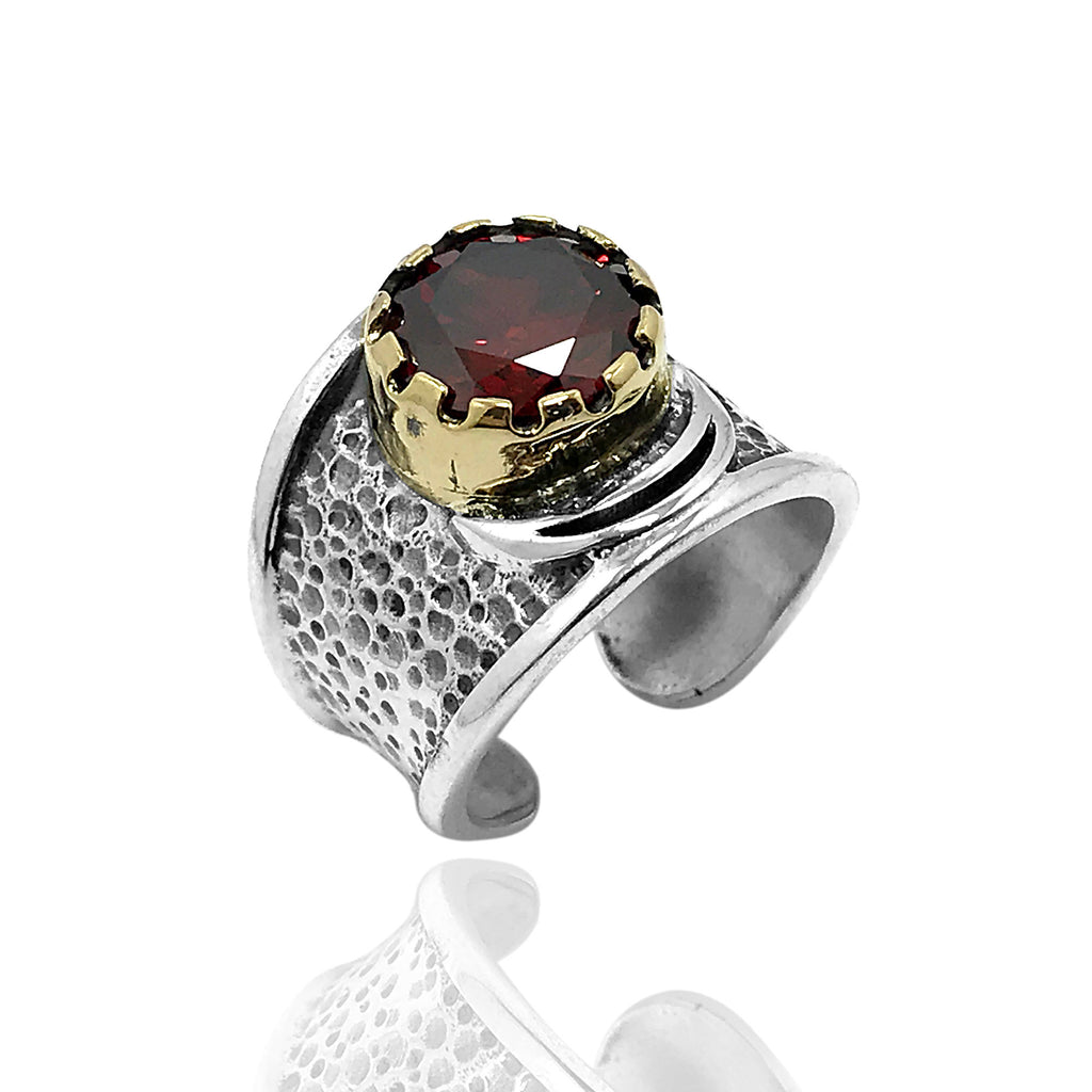 Authentic Adjustable Silver Ring With Ruby (NG201014012)