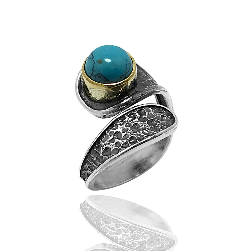 Authentic Adjustable Handmade Silver Ring With Turquoise (NG201014023)