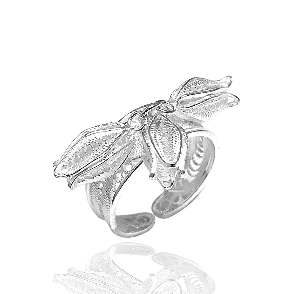 Floral Model Handmade Filigree Silver Ring (NG201014457)