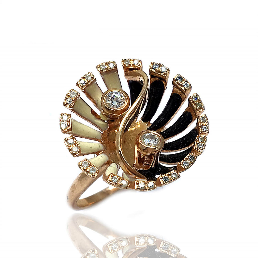 Ying Yang Design Handmade Silver Ring With Zircon (NG201014548)