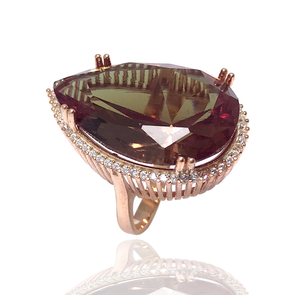 Drop Model Rose Plated Silver Ring With Zultanite (NG201014702)