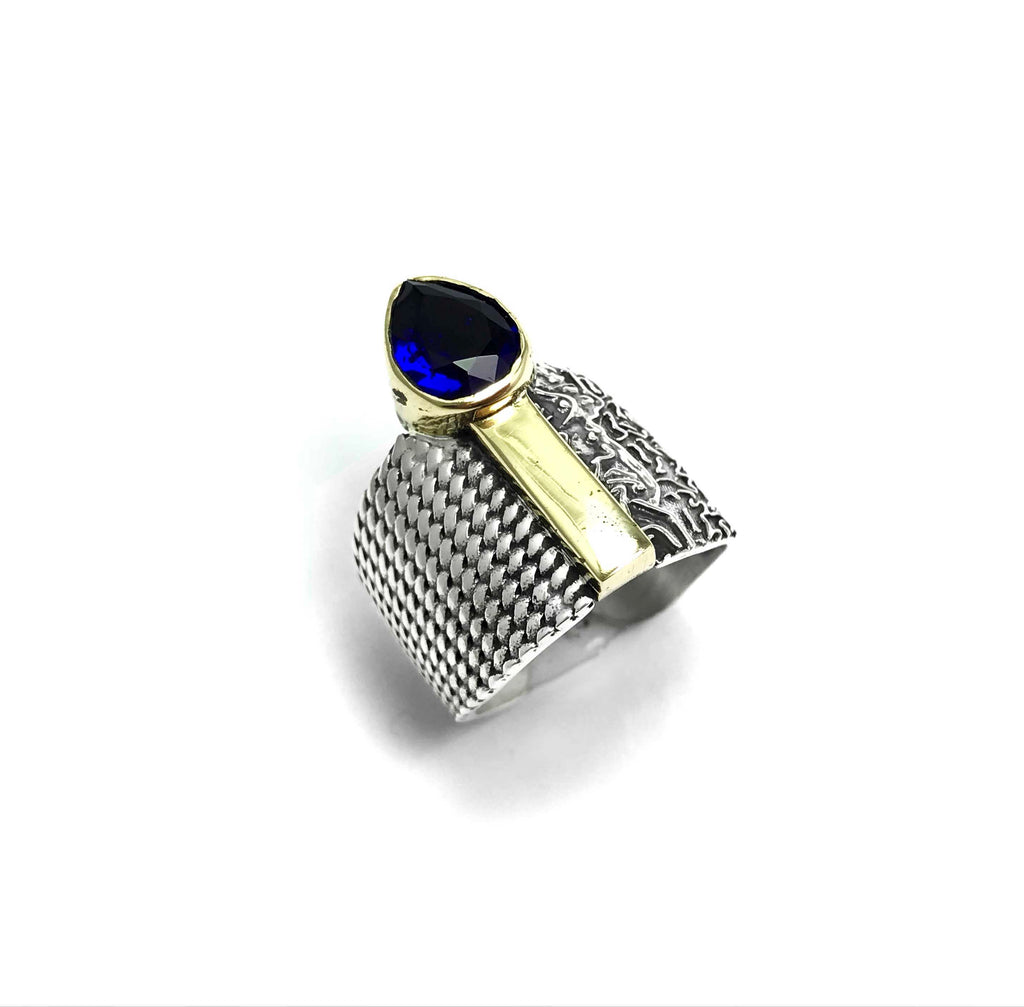 Authentic Adjustable Silver Ring With Sapphire (NG201015002)