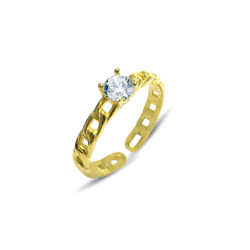 Monolith Model Gold Plated Silver Ring With Zircon (NG201015514)