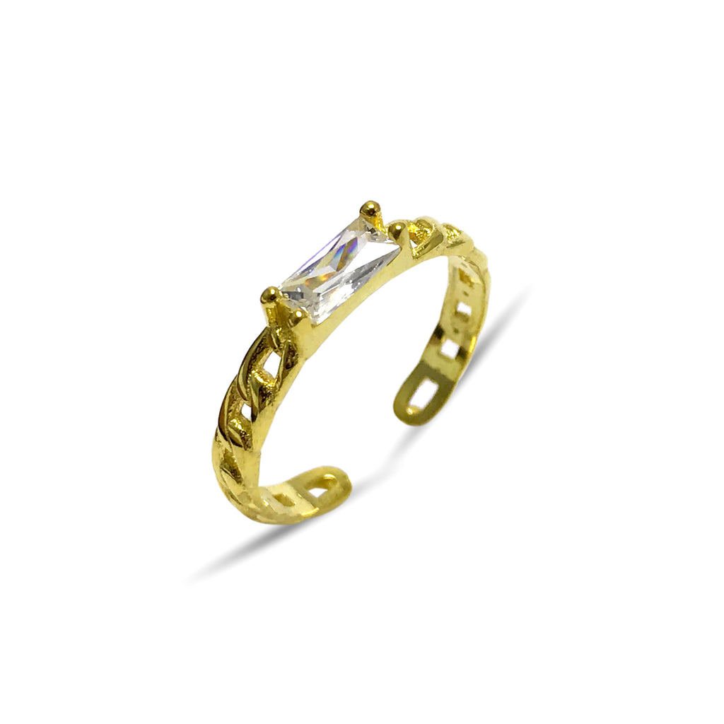 Monolith Model Gold Plated Silver Ring With Zircon (NG201015515)