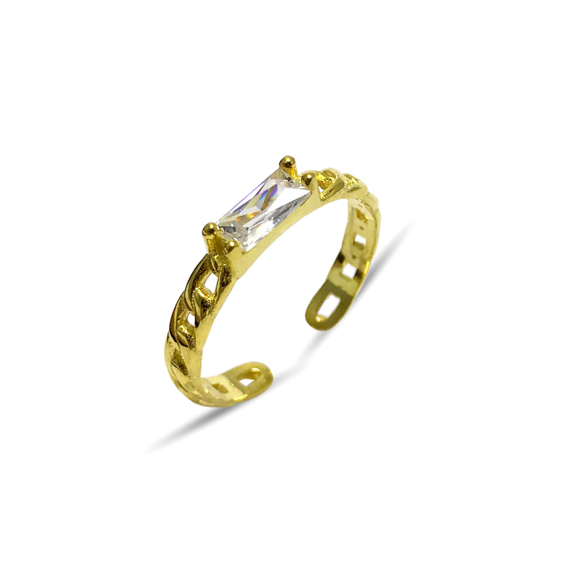 Monolith Model Gold Plated Silver Ring With Zircon (NG201015515)