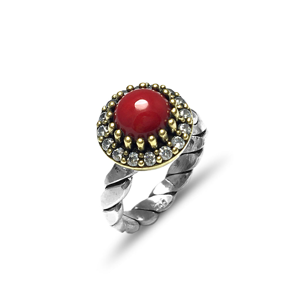 Authentic Handmade Silver Ring With Coral (NG201015672)