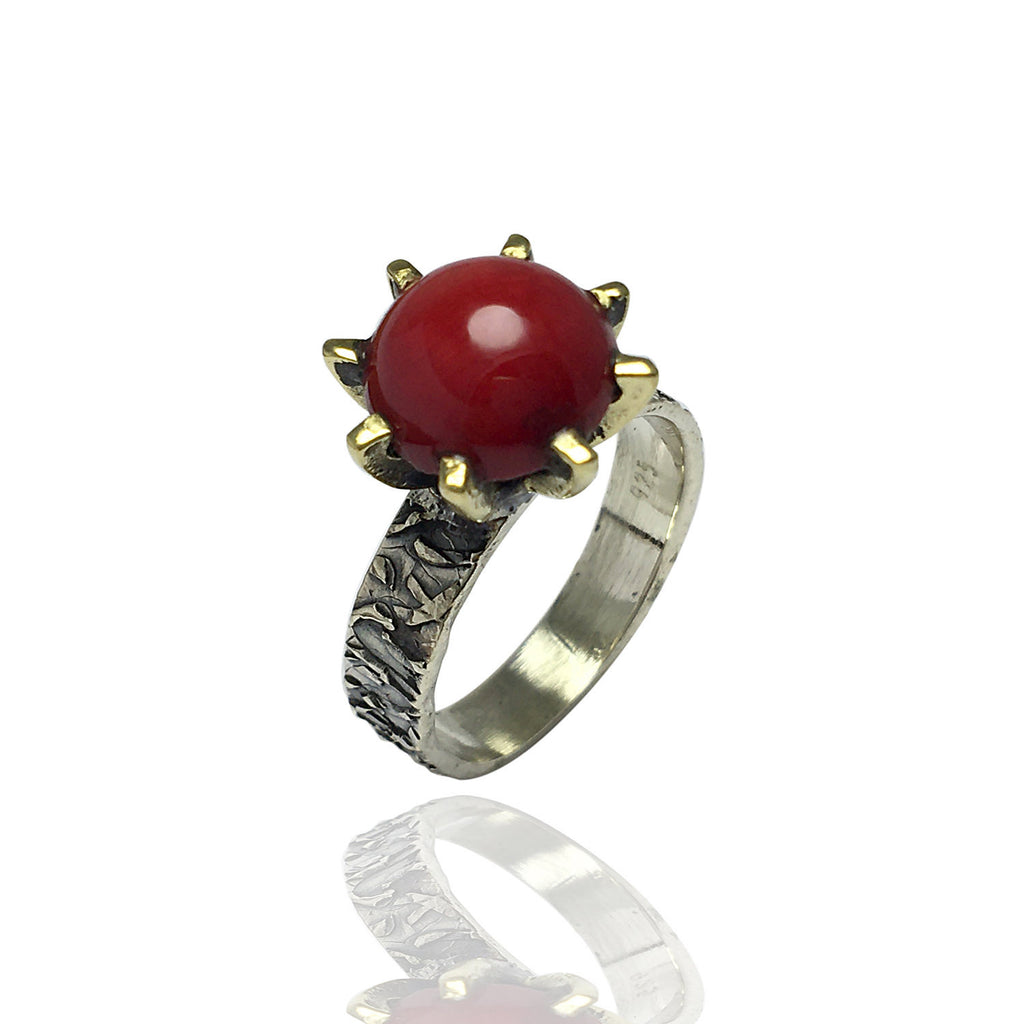 Authentic Handmade Silver Ring With Coral (NG201015677)