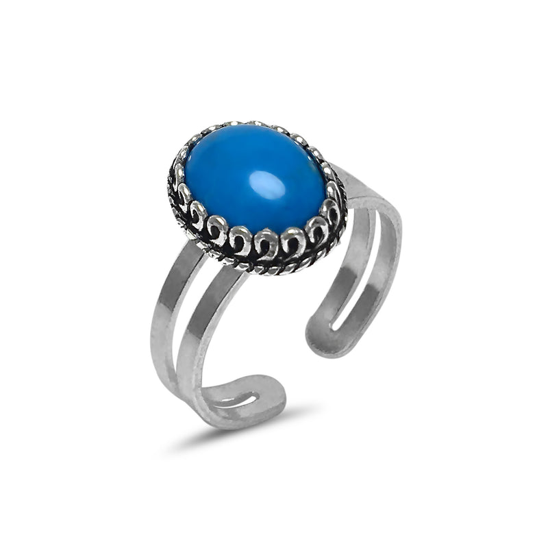 Mardin Straw Authentic Silver Ring With Turquoise  (NG201016217)
