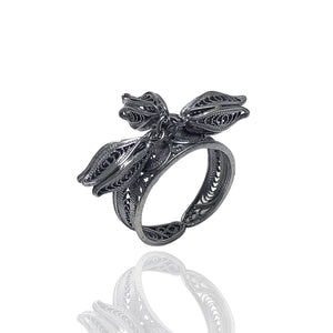 Authentic Handmade Filigree Oxidized Silver Ring (NG201017277)