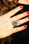 Daisy Model Handmade Filigree Oxidized Silver Ring (NG201017547)