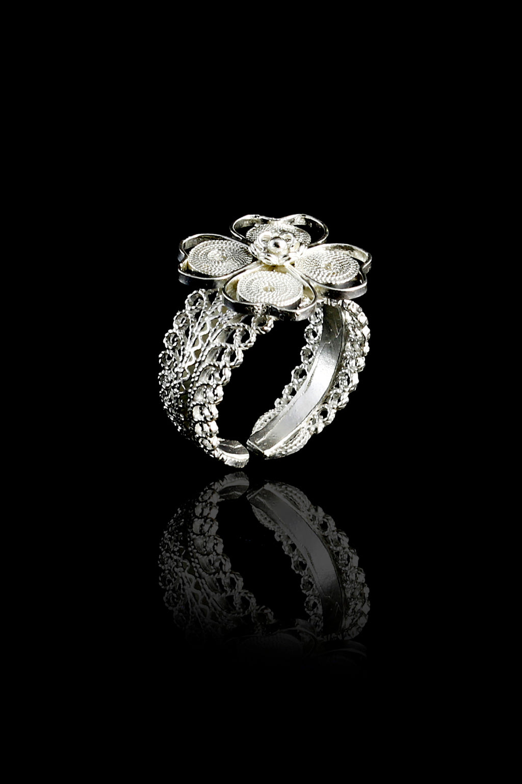 Floral Model Handmade Filigree Silver Ring (NG201017551)