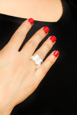 Floral Model Handmade Filigree Silver Ring (NG201017551)