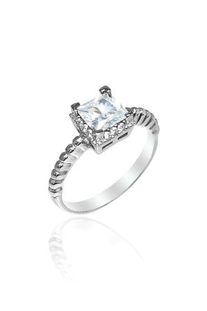 Elegant Baguette Silver Ring With Zircon (NG201017954)