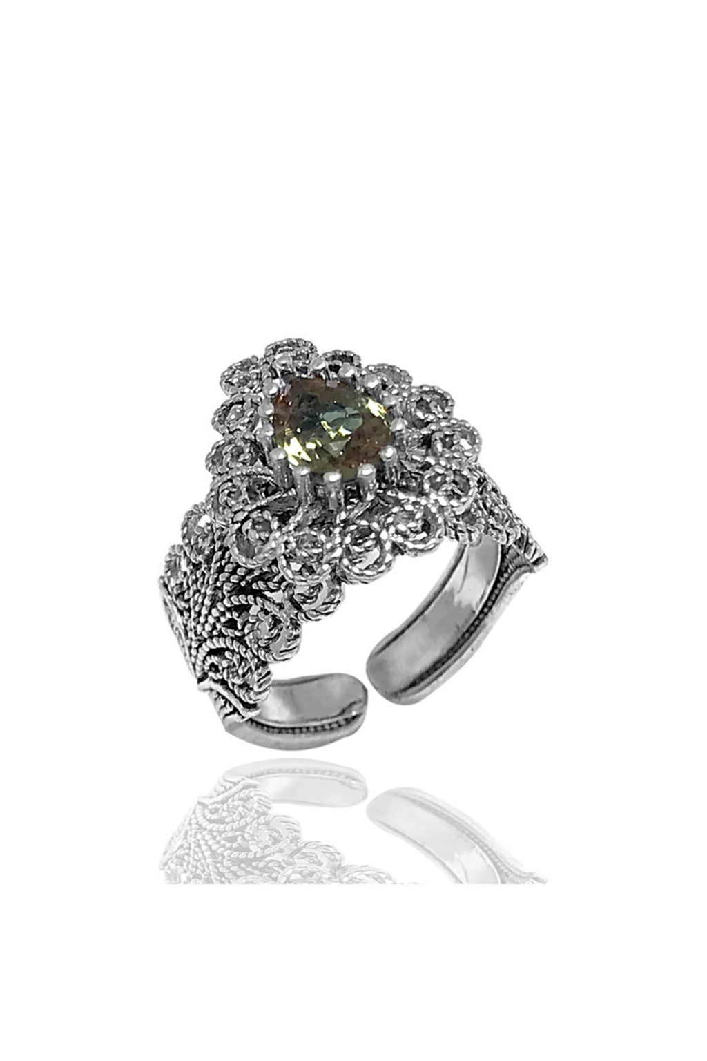 Drop Model Filigree Silver Ring With Zultanite (NG201018016)