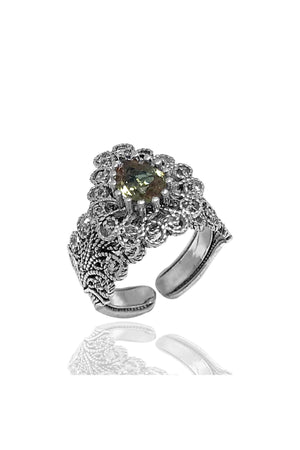 Drop Model Filigree Silver Ring With Zultanite (NG201018016)
