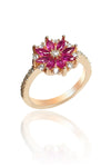 Lotus Model Rose Plated Silver Ring With Ruby (NG201018167)