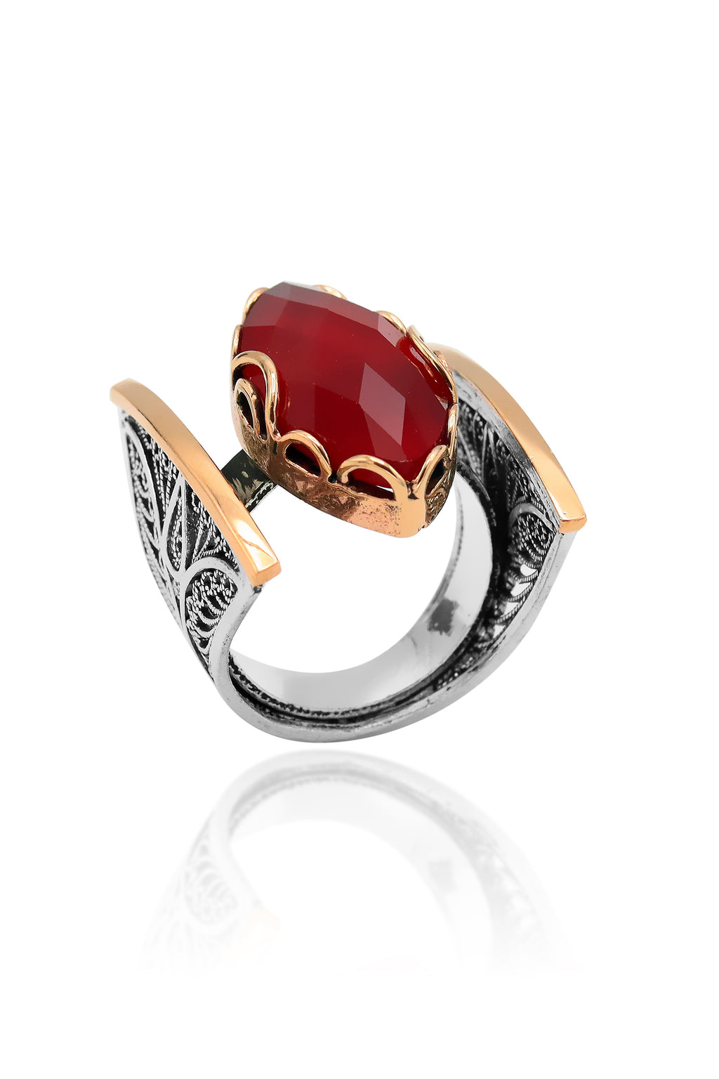 Creeper Model Filigree Silver Ring With Ruby (NG201019655)