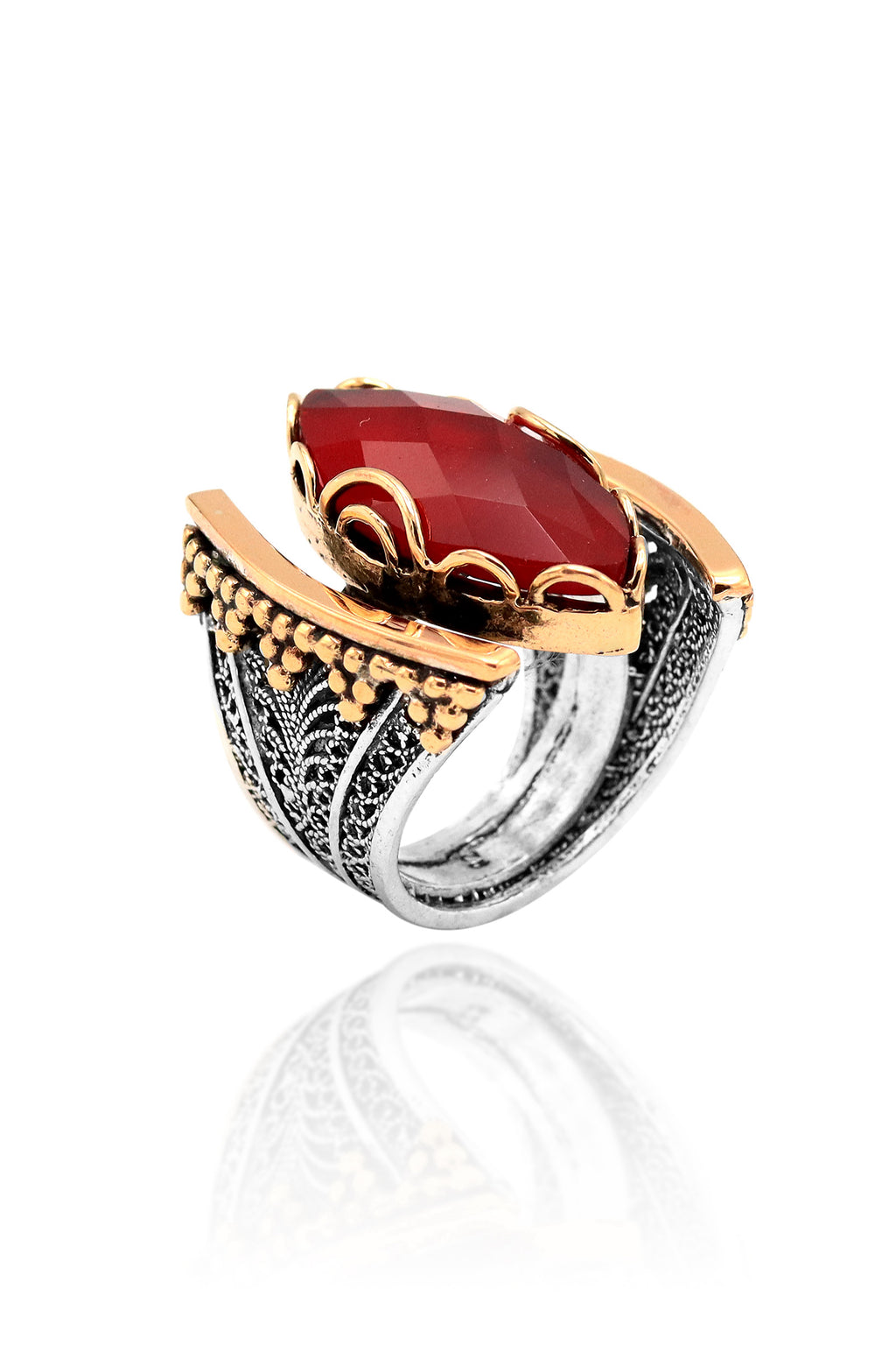 Creeper Model Filigree Silver Ring With Ruby (NG201019656)