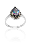 Drop Model Silver Ring With Mystic Topaz and Marcasite (NG201020387)