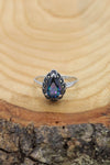 Drop Model Silver Ring With Mystic Topaz and Marcasite (NG201020387)