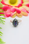 Drop Model Silver Ring With Mystic Topaz and Marcasite (NG201020387)
