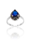 Drop Model Silver Ring With Sapphire and Marcasite (NG201020389)