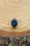 Drop Model Silver Ring With Sapphire and Marcasite (NG201020389)