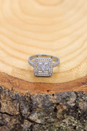 Square Model Baguette Silver Ring With Zircon (NG201020390)