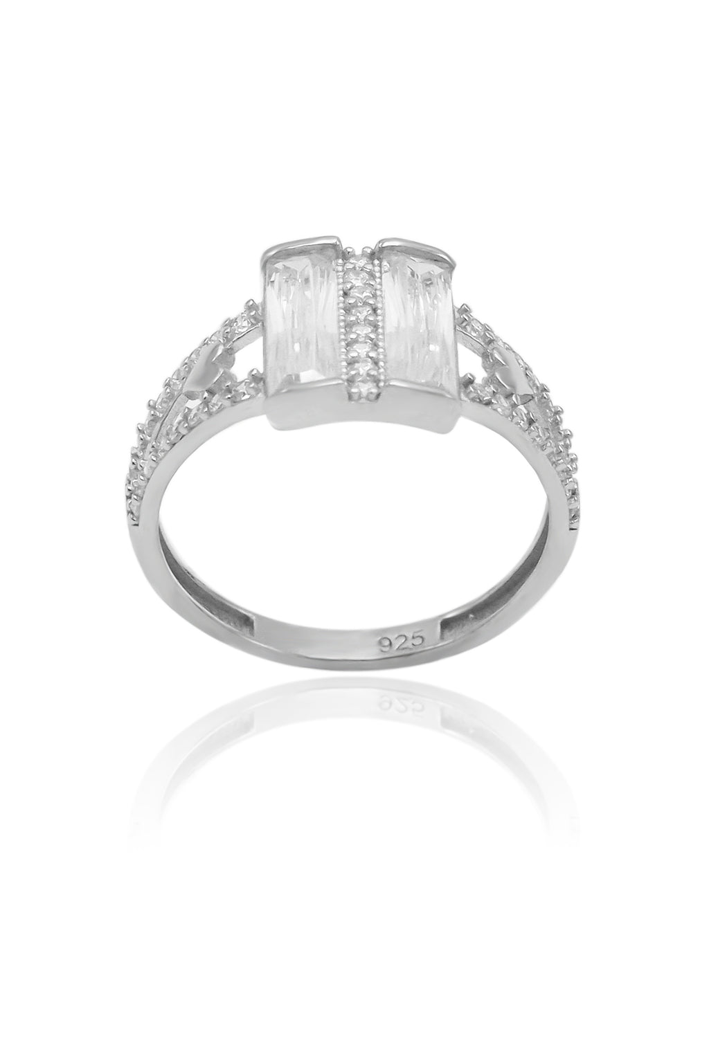 Square Model Baguette Silver Ring With Zircon (NG201020394)