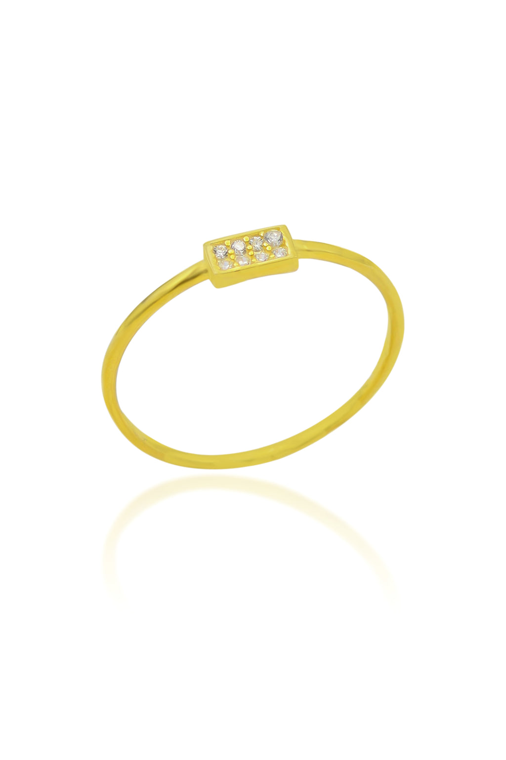 Rectangle Model Gold Plated Silver Ring With Zircon (NG201020538)