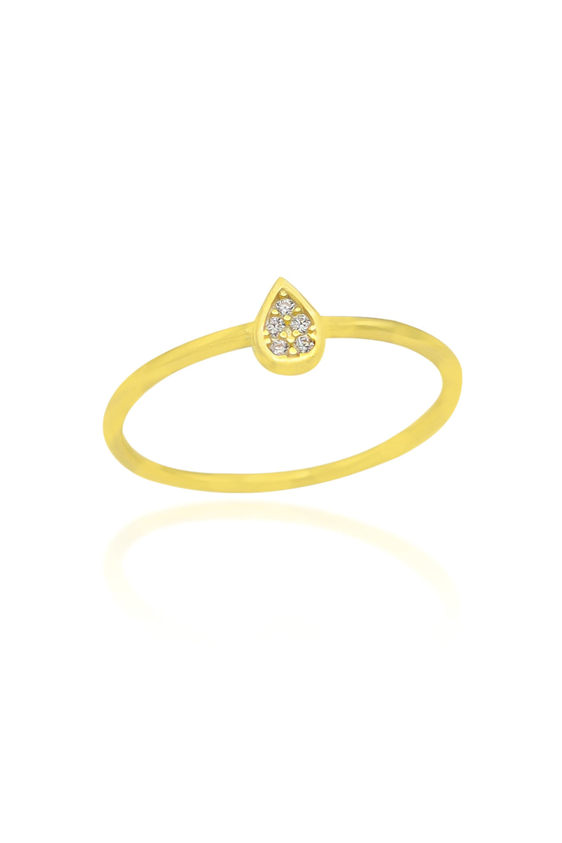 Drop Model Gold Plated Silver Ring With Zircon (NG201020542)