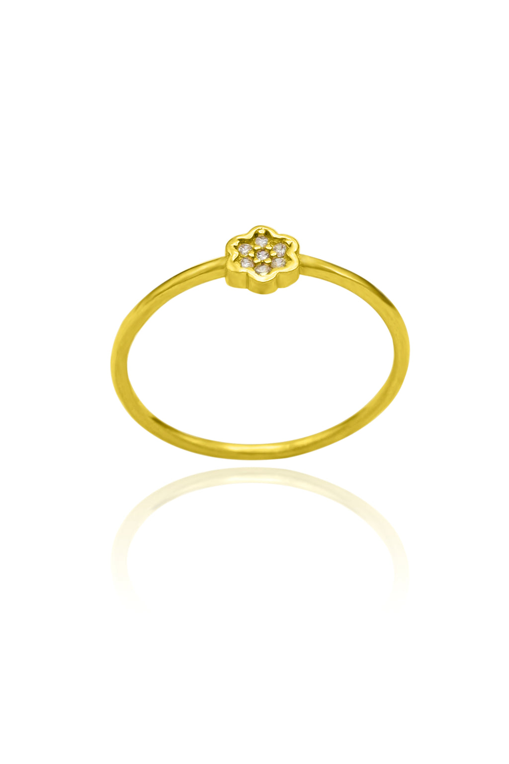 Floral Model Gold Plated Silver Ring With Zircon (NG201020545)